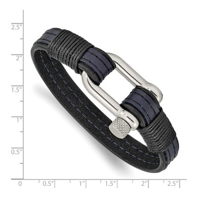 Stainless Steel Leather Shackle Bracelet – view 4