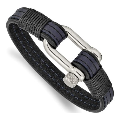 Stainless Steel Leather Shackle Bracelet