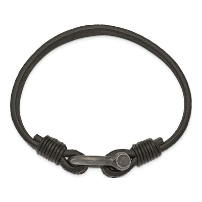 Stainless Steel Leather Shackle Bracelet – view 3