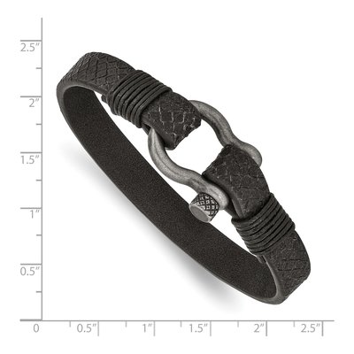 Stainless Steel Leather Shackle Bracelet – view 4