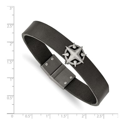 Stainless Steel Leather Compass Bracelet – view 4