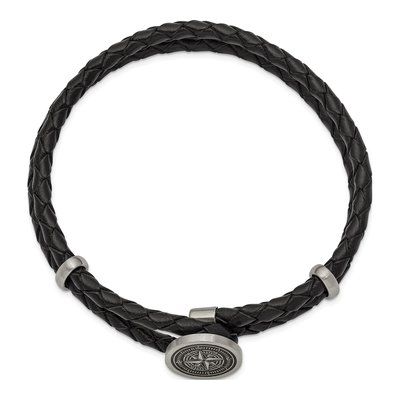 Stainless Steel Compass Leather Bracelet – view 3