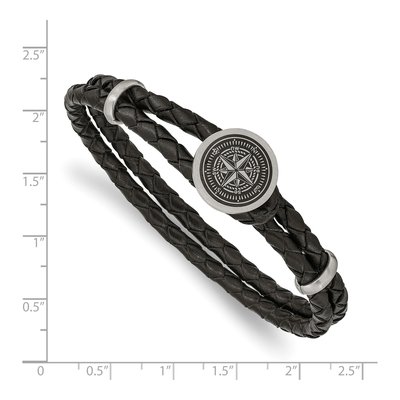 Stainless Steel Compass Leather Bracelet – view 4