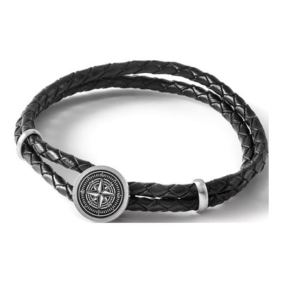 Stainless Steel Compass Leather Bracelet – view 6