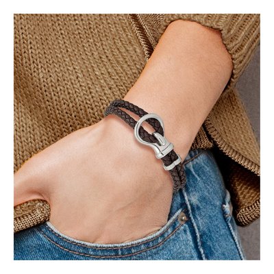 Stainless Steel Braided Leather Bracelet – view 5