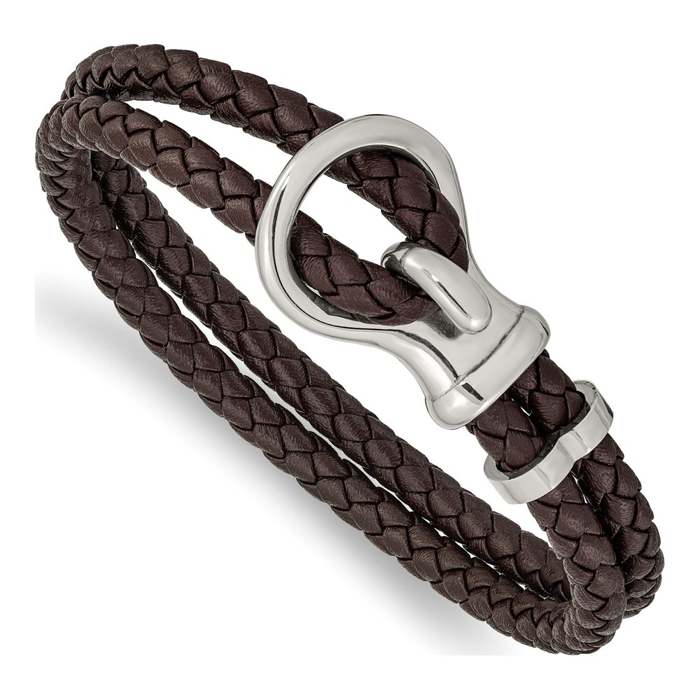 Stainless Steel Braided Leather Bracelet