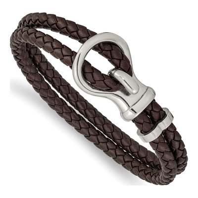 Stainless Steel Braided Leather Bracelet
