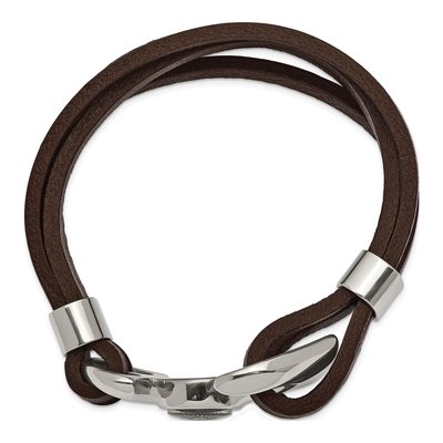 Stainless Steel Compass Leather Bracelet – view 3