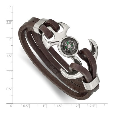 Stainless Steel Compass Leather Bracelet – view 4