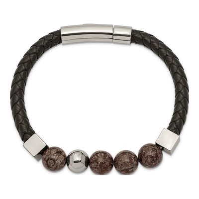 Stainless Steel Labradorite Leather Bracelet – view 3
