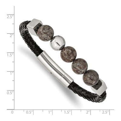 Stainless Steel Labradorite Leather Bracelet – view 4