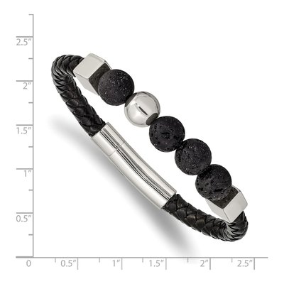 Stainless Steel Lava Leather Bracelet – view 4
