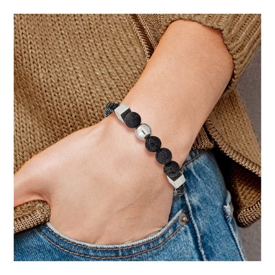 Stainless Steel Lava Leather Bracelet – view 5