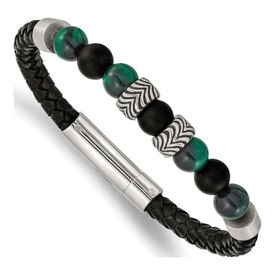 Stainless Steel Agate Tiger's Eye Bracelet
