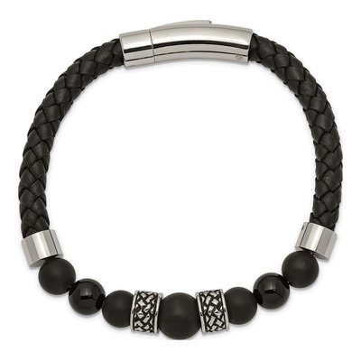 Stainless Steel Agate Leather Bracelet – view 3