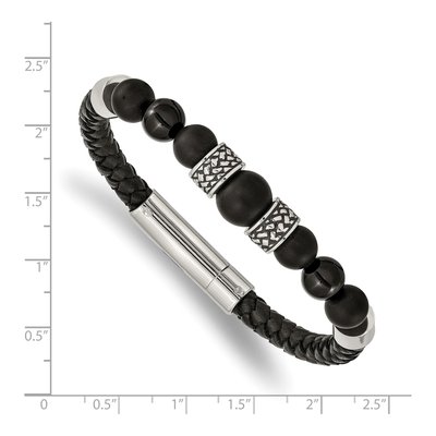 Stainless Steel Agate Leather Bracelet – view 4