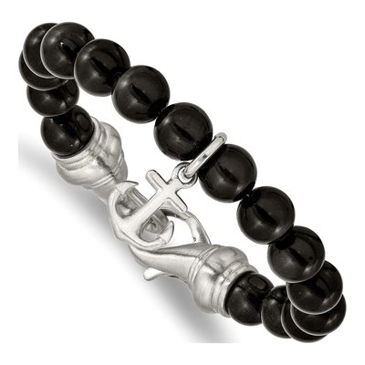 Stainless Steel Agate Beaded Bracelet