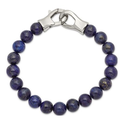 Stainless Steel Lapis Beaded Bracelet – view 3