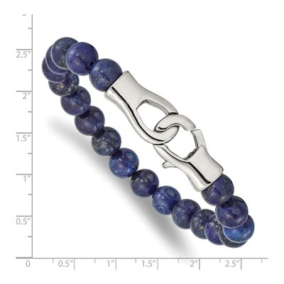 Stainless Steel Lapis Beaded Bracelet – view 4