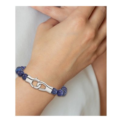 Stainless Steel Lapis Beaded Bracelet – view 5