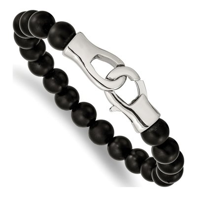 Stainless Steel Agate Beaded Bracelet