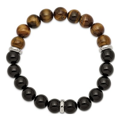 Stainless Steel Agate Tiger's Eye Bracelet – view 3