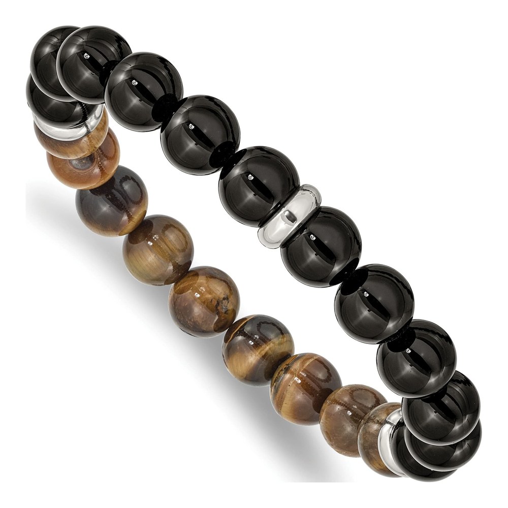 Chisel Stainless Steel Black Agate Tiger's Eye Bracelet
