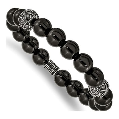 Stainless Steel Black Agate Bracelet