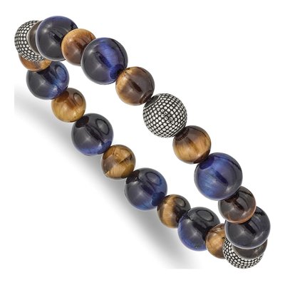 Stainless Steel Tiger's Eye Stretch Bracelet