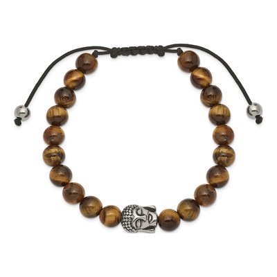 Stainless Steel Tiger's Eye Buddha Bracelet – view 3