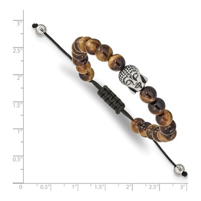 Stainless Steel Tiger's Eye Buddha Bracelet – view 4
