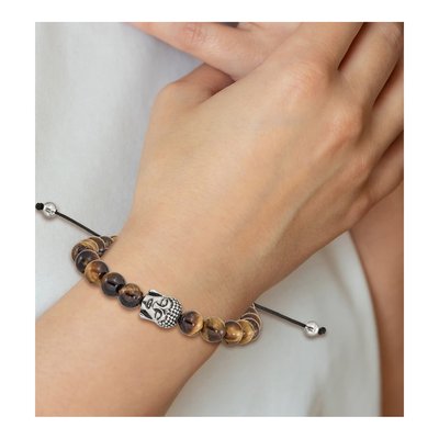 Stainless Steel Tiger's Eye Buddha Bracelet – view 5