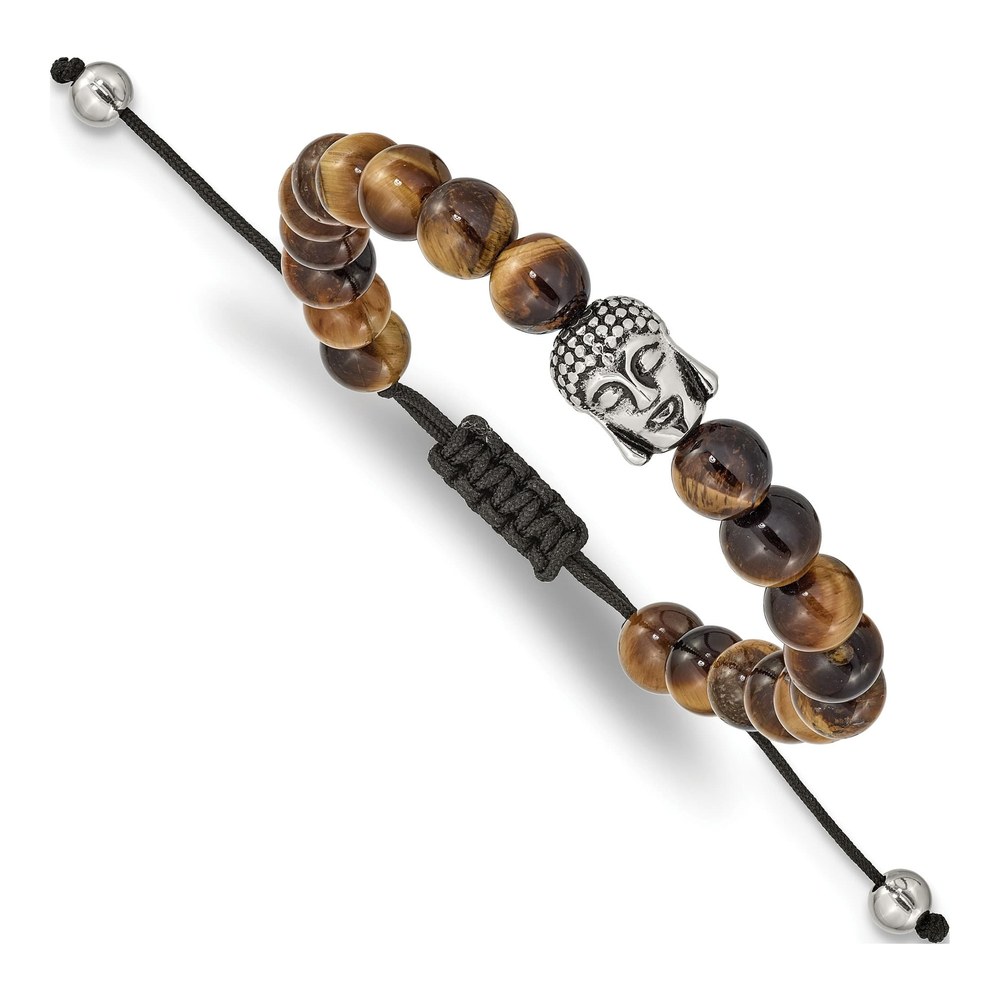 Stainless Steel Tiger's Eye Buddha Bracelet