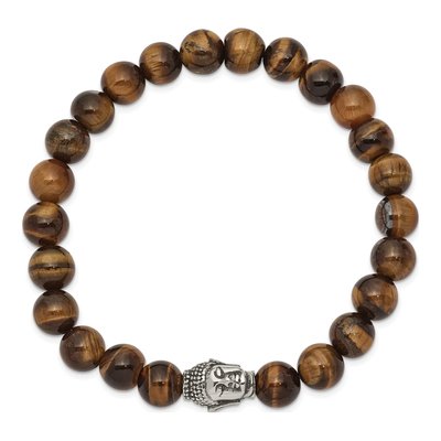 Stainless Steel Buddha Tiger's Eye Bracelet – view 3