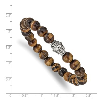 Stainless Steel Buddha Tiger's Eye Bracelet – view 4