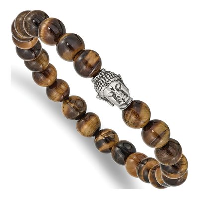 Stainless Steel Buddha Tiger's Eye Bracelet