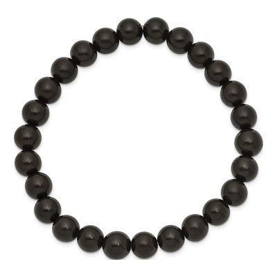 Men's 8mm Black Wood Bead Stretch Bracelet – view 2