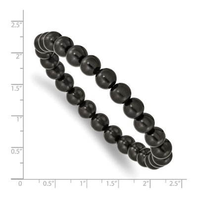 Men's 8mm Black Wood Bead Stretch Bracelet – view 3