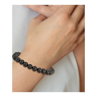 Men's 8mm Black Wood Bead Stretch Bracelet – view 4