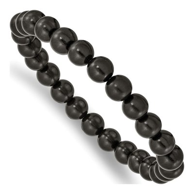 Men's 8mm Black Wood Bead Stretch Bracelet