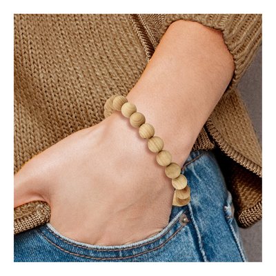 Cypress Wood Bead Stretch Bracelet, Men's – view 4