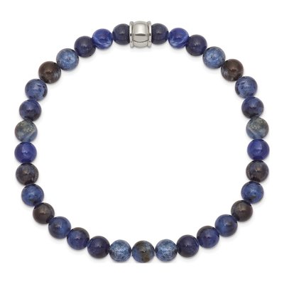 Stainless Steel Blue Sodalite Stretch Bracelet – view 3