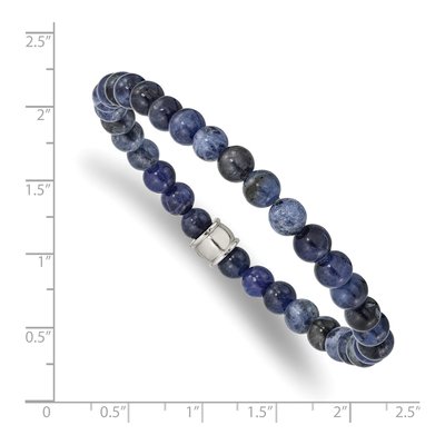 Stainless Steel Blue Sodalite Stretch Bracelet – view 4