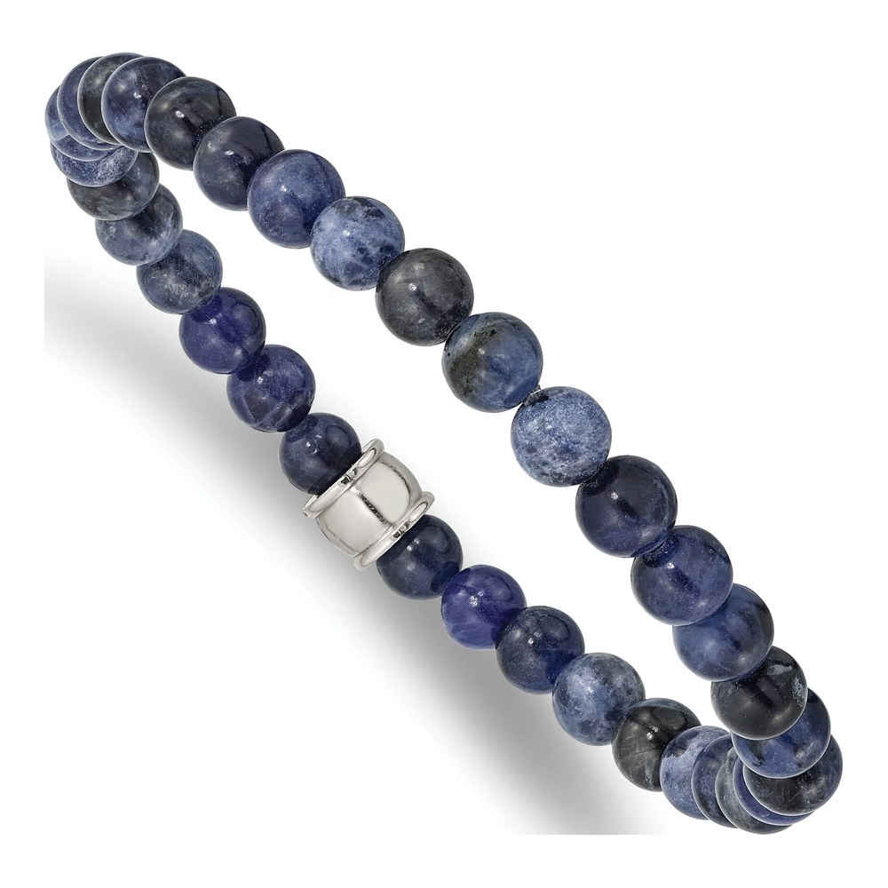 Stainless Steel Blue Sodalite Stretch Bracelet