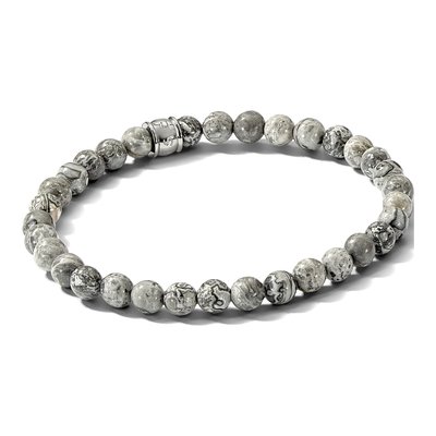 Stainless Steel Grey Jasper Stretch Bracelet – view 6