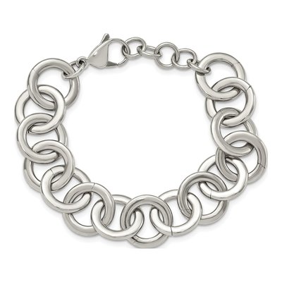 Stainless Steel 18mm Circle Fancy Link Chain Bracelet – view 4