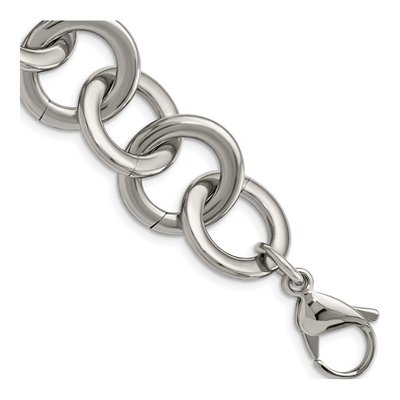Stainless Steel 18mm Circle Fancy Link Chain Bracelet