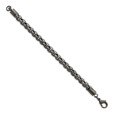Men's Stainless Steel 8.16mm Gun Metal Box Chain Bracelet – view 3