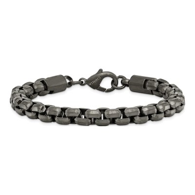 Men's Stainless Steel 8.16mm Gun Metal Box Chain Bracelet – view 4