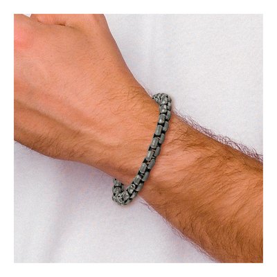 Men's Stainless Steel 8.16mm Gun Metal Box Chain Bracelet – view 6